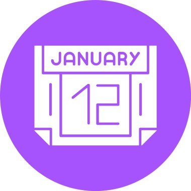 12 Ocak. Takvim simgesinin web illüstrasyonu