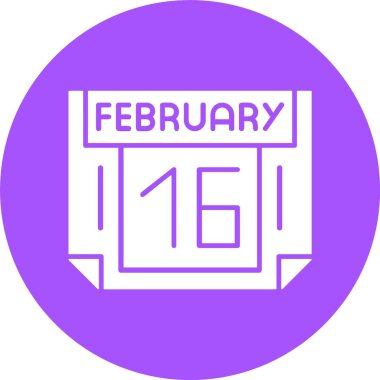 16 Şubat. Takvim simgesinin web illüstrasyonu