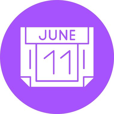 11 Haziran takvim ikonu vektör illüstrasyonu