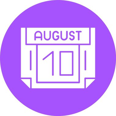 10 Ağustos, takvim web simgesi, basit illüstrasyon 