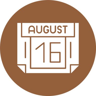 16 Ağustos, takvim web simgesi, basit illüstrasyon 