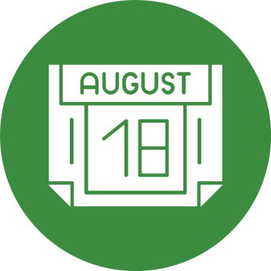 Ağustosun 18 'i, takvim web simgesi, basit illüstrasyon 