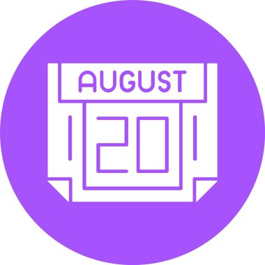 20 Ağustos, takvim web simgesi, basit illüstrasyon 