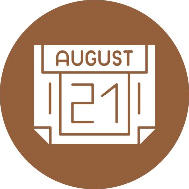 21 Ağustos, takvim web simgesi, basit illüstrasyon 