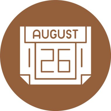 26 Ağustos, takvim web simgesi, basit illüstrasyon 