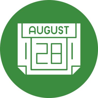 28 Ağustos, takvim web simgesi, basit illüstrasyon 