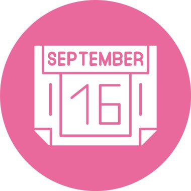 16 Eylül. Takvim simgesinin web illüstrasyonu