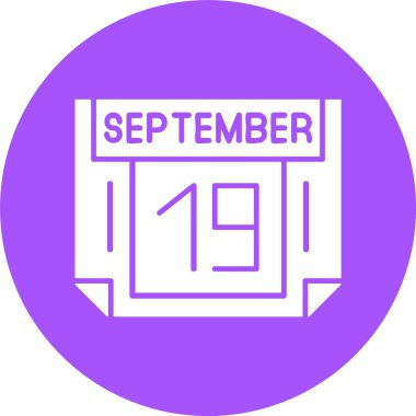 19 Eylül. Takvim simgesinin web illüstrasyonu