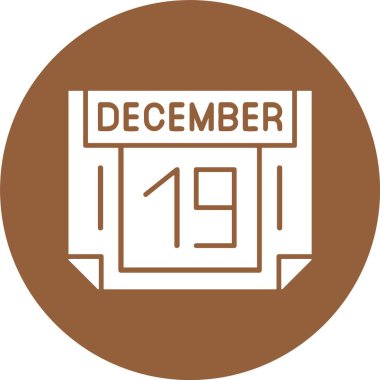 19 Aralık takvim tarihi web simgesi vektör illüstrasyonu