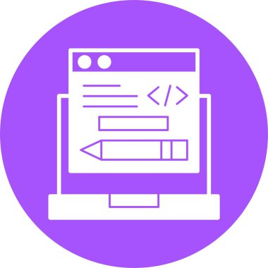 Kod web tasarımı ve geliştirme simgesini vektör illüstrasyonu olarak düzenle
