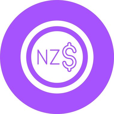 Yeni Zelanda Doları ikon vektör illüstrasyonu