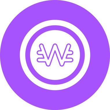 Güney Kore Won Sembolü. Web simgesi basit illüstrasyon