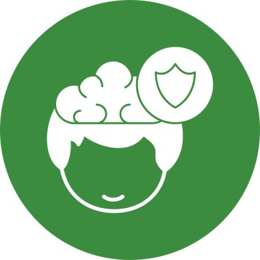 Güvenlik simgesine sahip beyin basit bir resimleme