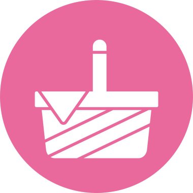 Piknik sepeti web simgesi, basit vektör illüstrasyonu