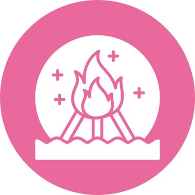 Plaj şenlik ateşi web simgesi, basit vektör illüstrasyonu.