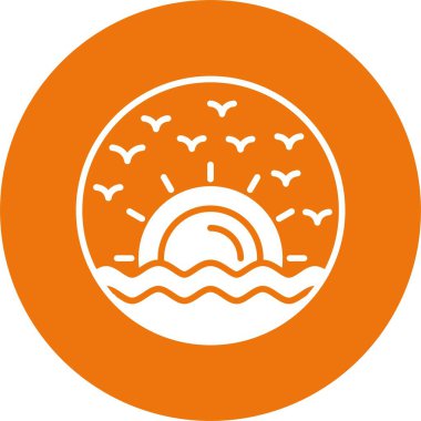 Sahil Gündoğumu Web simgesi, basit vektör illüstrasyonu.