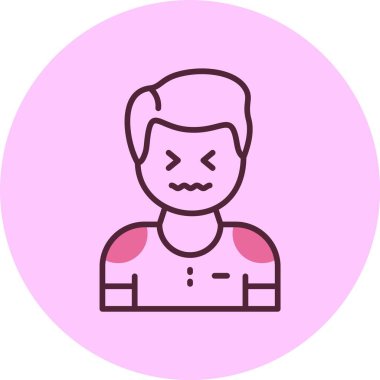 Pembe arkaplanda erkek avatar simgesi, vektör illüstrasyonu basit tasarım