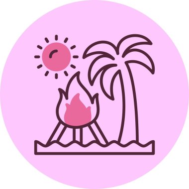 Plaj şenlik ateşi web simgesi, basit vektör illüstrasyonu.