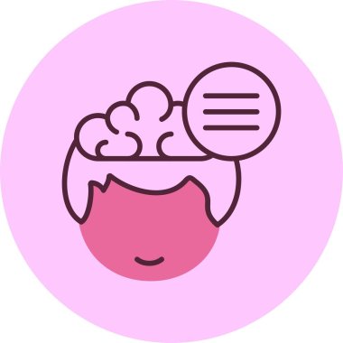 Beyni olan insan kafası, vektör çizimi basit tasarım