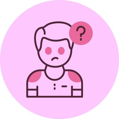 Pembe arkaplanda erkek avatar simgesi, vektör illüstrasyonu basit tasarım