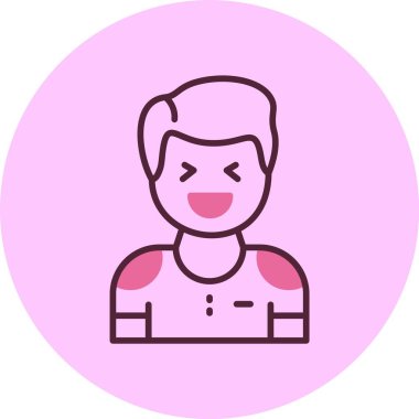 Pembe arka planda erkek avatar simgesi, vektör illüstrasyonu basit tasarım