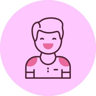 Pembe arka planda erkek avatar simgesi, vektör illüstrasyonu basit tasarım