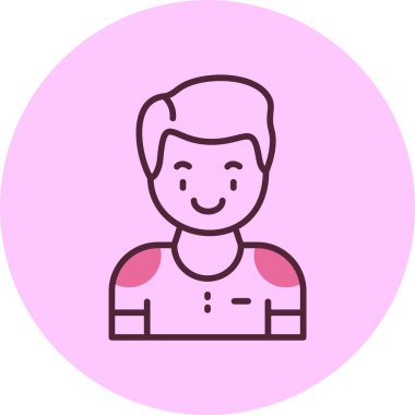 Pembe arka planda erkek avatar simgesi, vektör illüstrasyonu basit tasarım