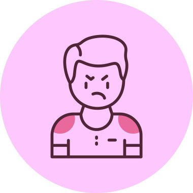 Pembe arka planda erkek avatar simgesi, vektör illüstrasyonu basit tasarım