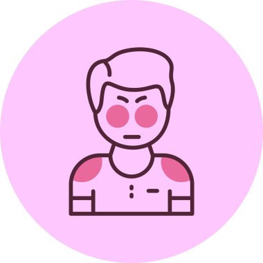 Pembe arka planda erkek avatar simgesi, vektör illüstrasyonu basit tasarım