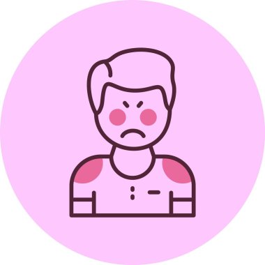 Pembe arka planda erkek avatar simgesi, vektör illüstrasyonu basit tasarım