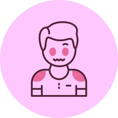 Pembe arka planda erkek avatar simgesi, vektör illüstrasyonu basit tasarım