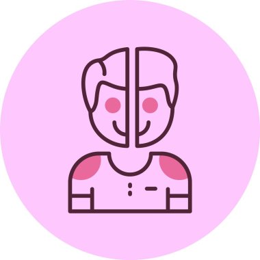 Pembe arka planda erkek avatar simgesi, vektör illüstrasyonu basit tasarım