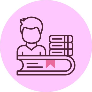 Kitap simgesine sahip öğrenci, vektör illüstrasyonu basit tasarım