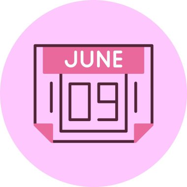 9 Haziran takvim ikonu vektör illüstrasyonu