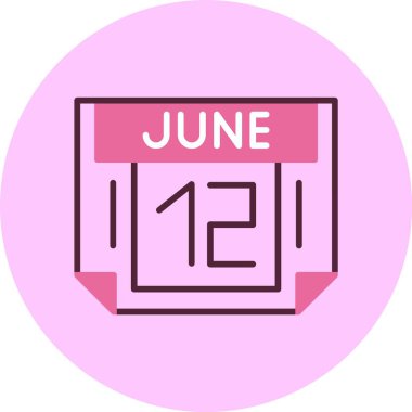 12 Haziran takvim simgesi vektör illüstrasyonu