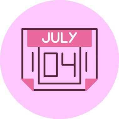 4 Temmuz takvim web simgesi, basit illüstrasyon