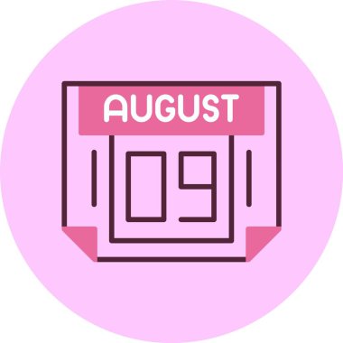 9 Ağustos, takvim web simgesi, basit illüstrasyon 