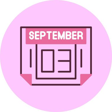 3 Eylül. Takvim simgesinin web illüstrasyonu