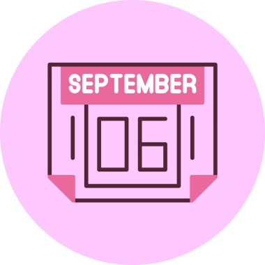 6 Eylül. Takvim simgesinin web illüstrasyonu