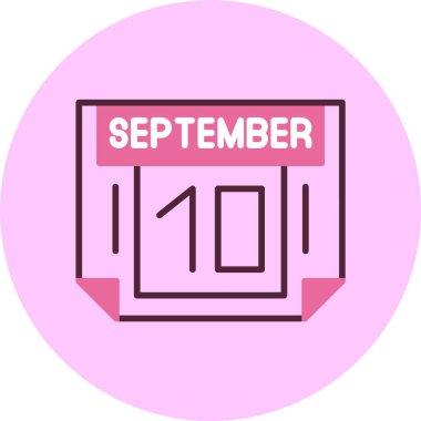 10 Eylül. Takvim simgesinin web illüstrasyonu