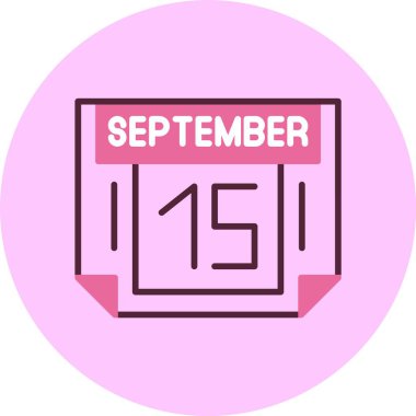 15 Eylül. Takvim simgesinin web illüstrasyonu