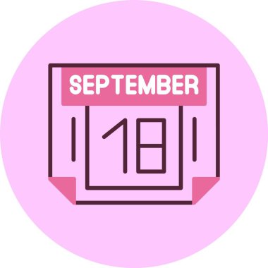 18 Eylül. Takvim simgesinin web illüstrasyonu