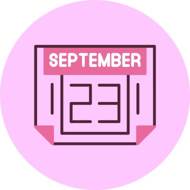 23 Eylül. Takvim simgesinin web illüstrasyonu