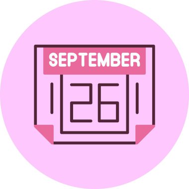 26 Eylül. Takvim simgesinin web illüstrasyonu