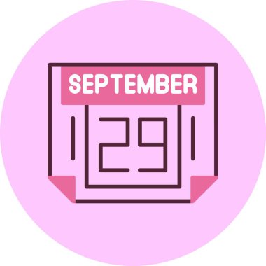 29 Eylül. Takvim simgesinin web illüstrasyonu