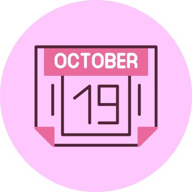 19 Ekim tarihi, takvim ikonu vektör illüstrasyonu    