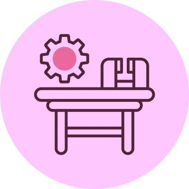 Çalışma tezgahı web simgesi, basit vektör illüstrasyonu