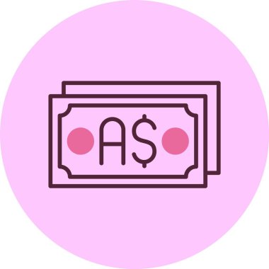 Avustralya Doları ikon vektör illüstrasyonu