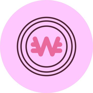  Güney Kore Won Sembolü. Web simgesi basit illüstrasyon