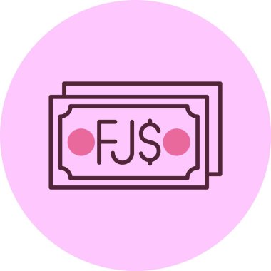 Fiji Doları ikon vektör illüstrasyonu